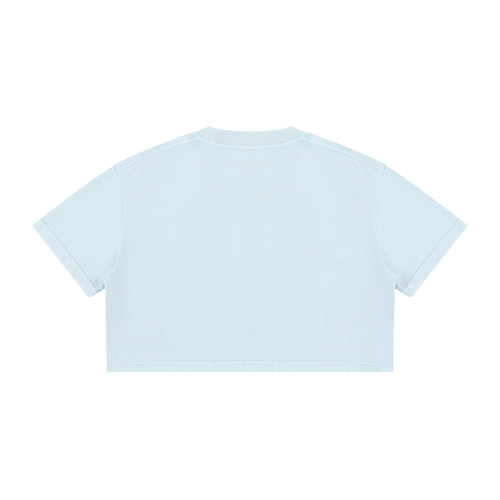 Butterfly Mineral Wash Crop Tee Light Blue back