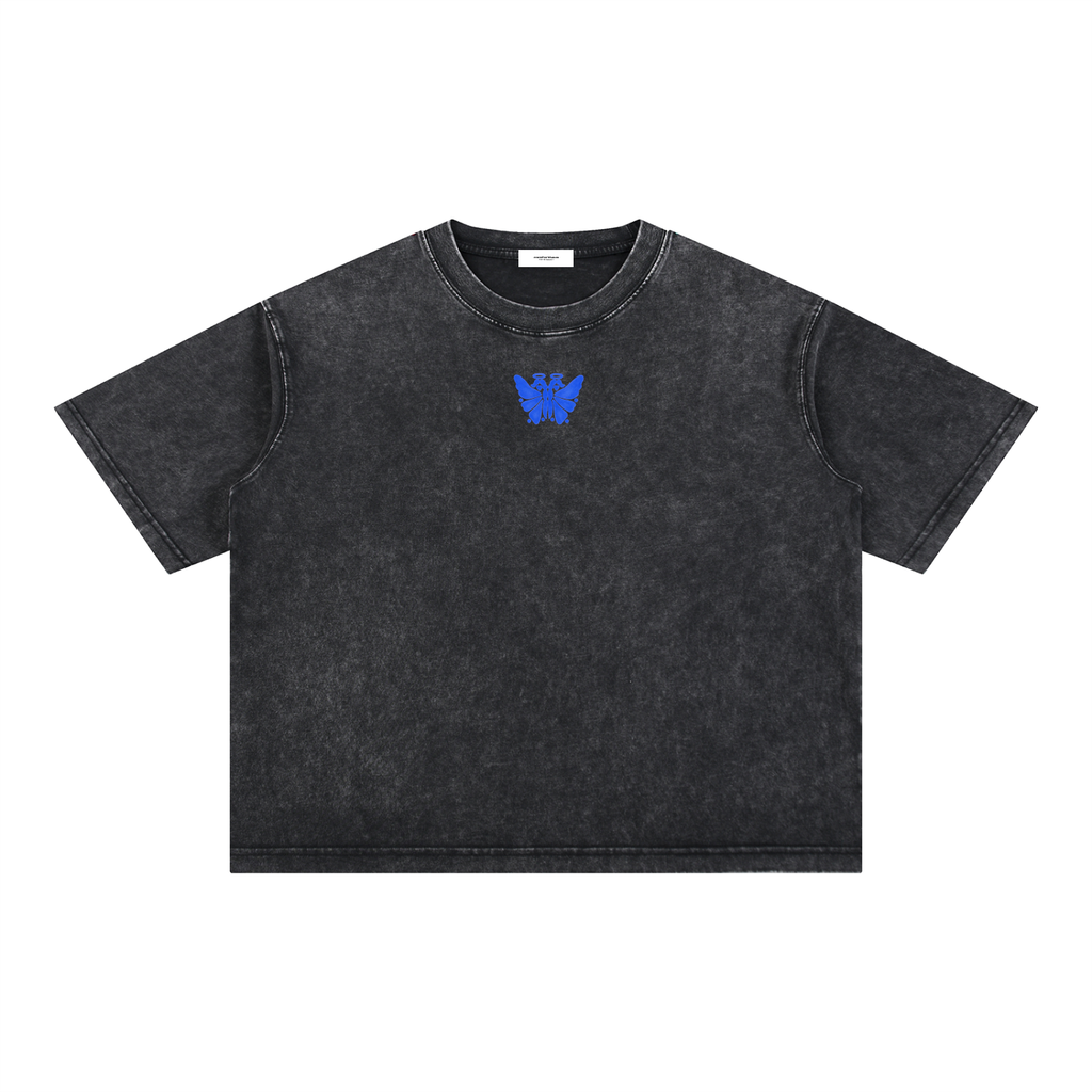 Butterfly Mineral Wash Boxy Tee Black front