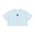 Butterfly Mineral Wash Crop Tee Light Blue front