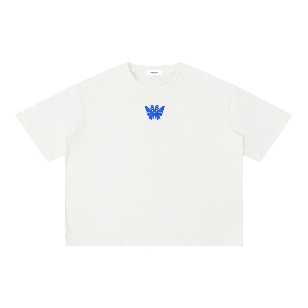 Butterfly Mineral Wash Boxy Tee White front