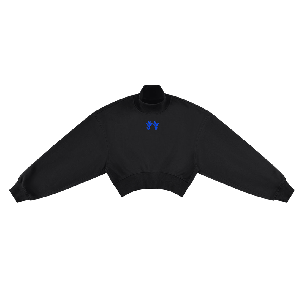 Twin Angels Crop Hoodie Black front