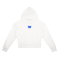 Butterfly Crop Drop Shoulder Hoodie White front