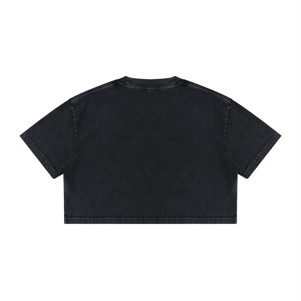 Butterfly Mineral Wash Crop Tee Black back