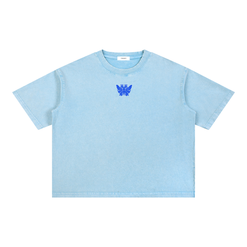 Butterfly Mineral Wash Boxy Tee Sky Blue front