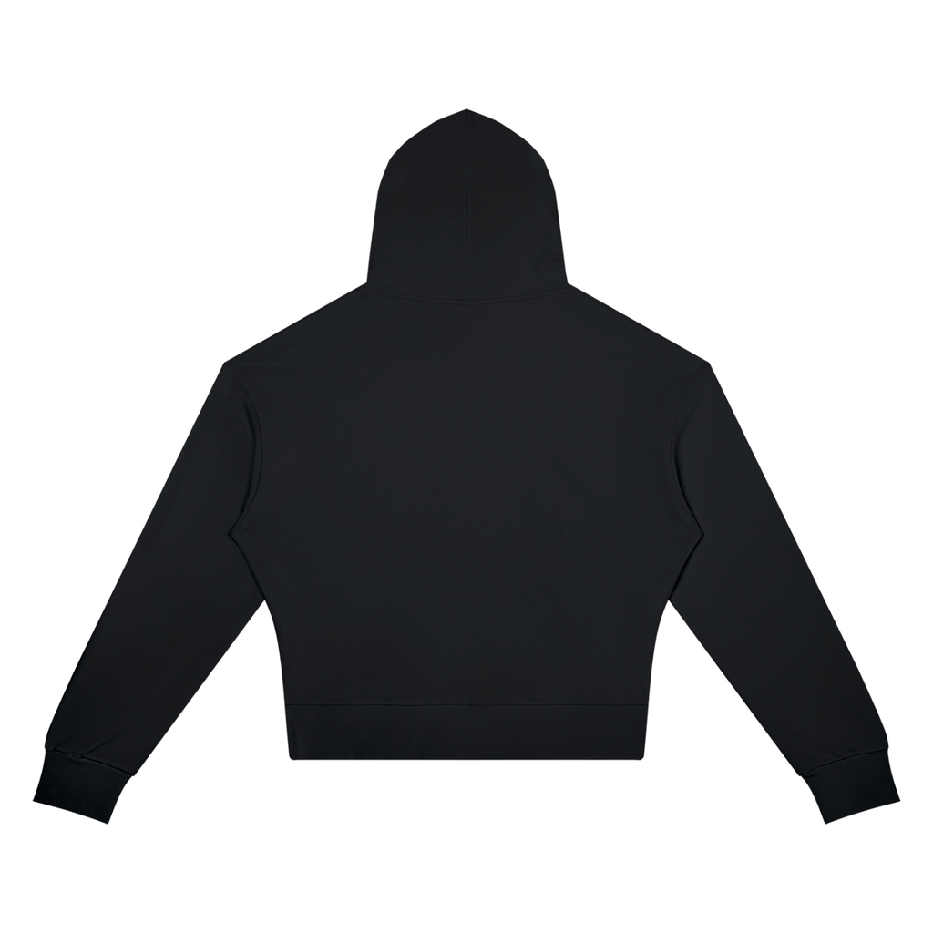 Butterfly Crop Drop Shoulder Hoodie Black back