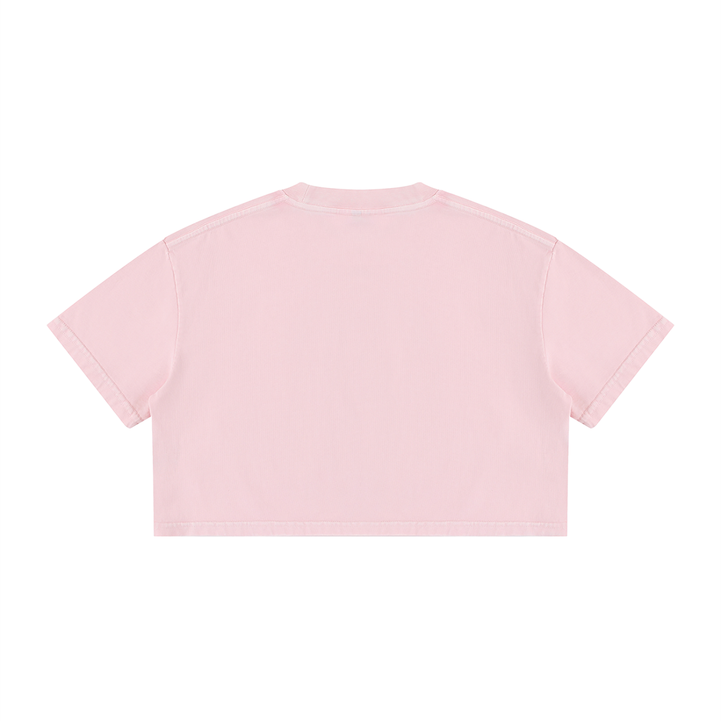 Butterfly Mineral Wash Crop Tee Pink back