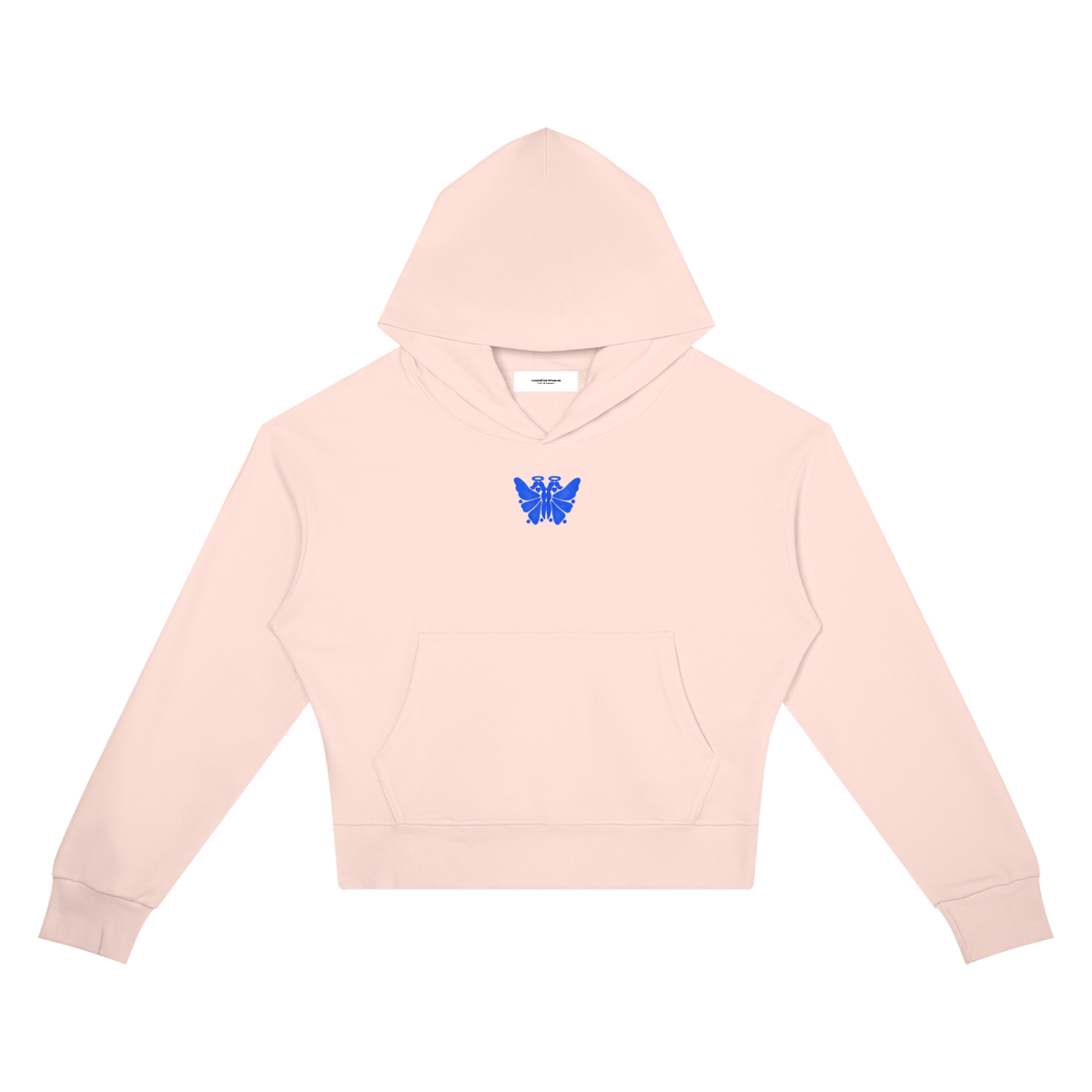 Butterfly Crop Drop Shoulder Hoodie Light Pink front