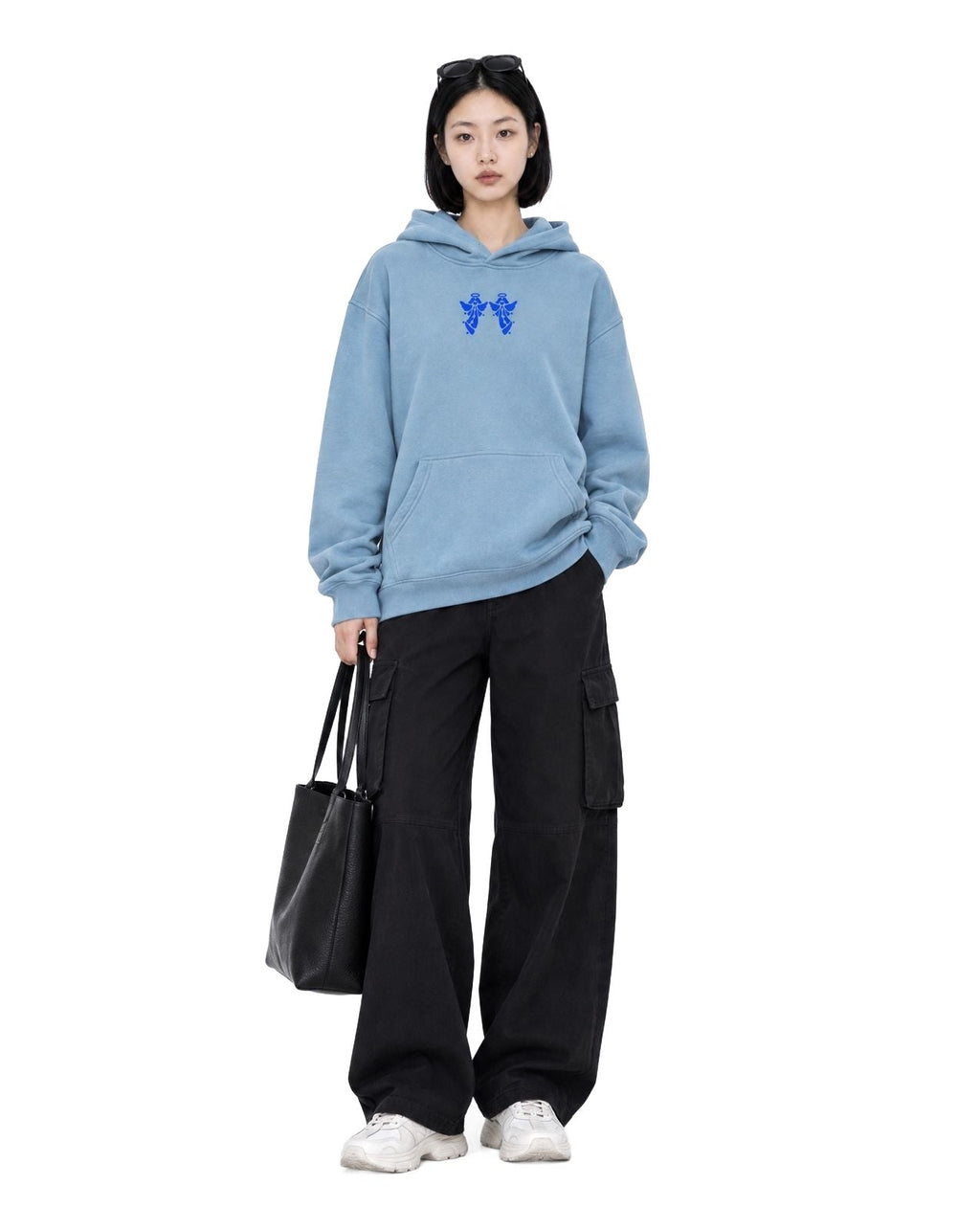 Twin Angels Capsule Hoodie Medium Blue model front