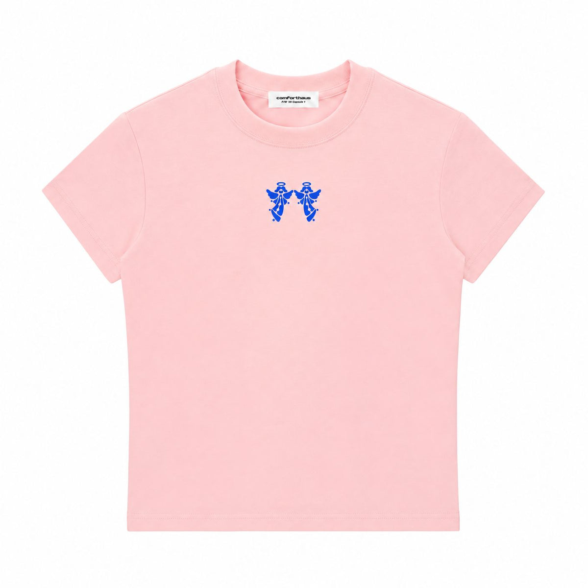Twin Angels Baby Tee Pink front