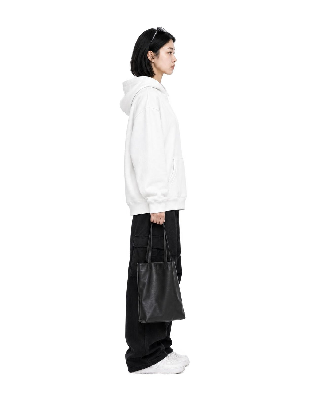 Twin Angels Capsule Hoodie White model side