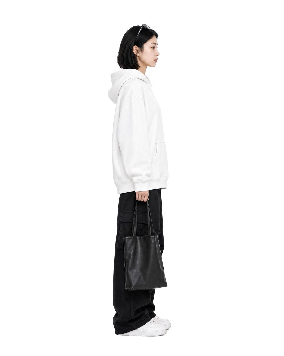 Twin Angels Capsule Hoodie White model side