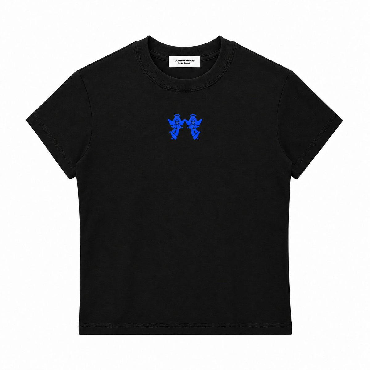 Twin Angels Baby Tee Black front