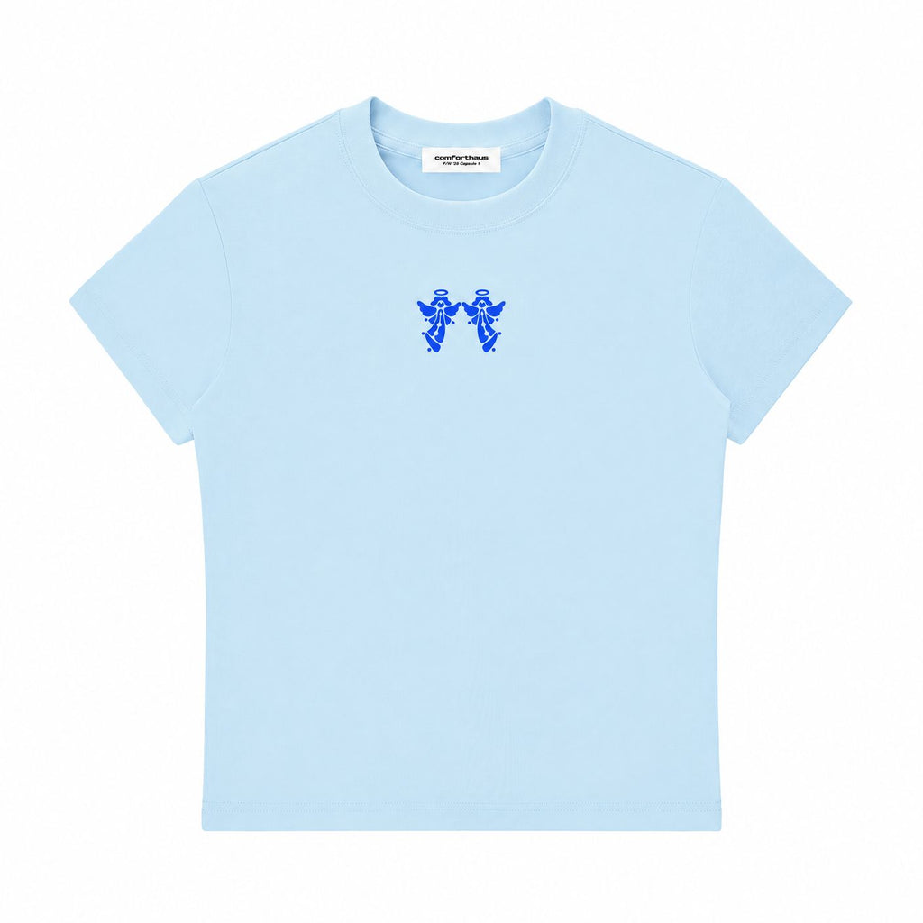 Twin Angels Baby Tee Blue front
