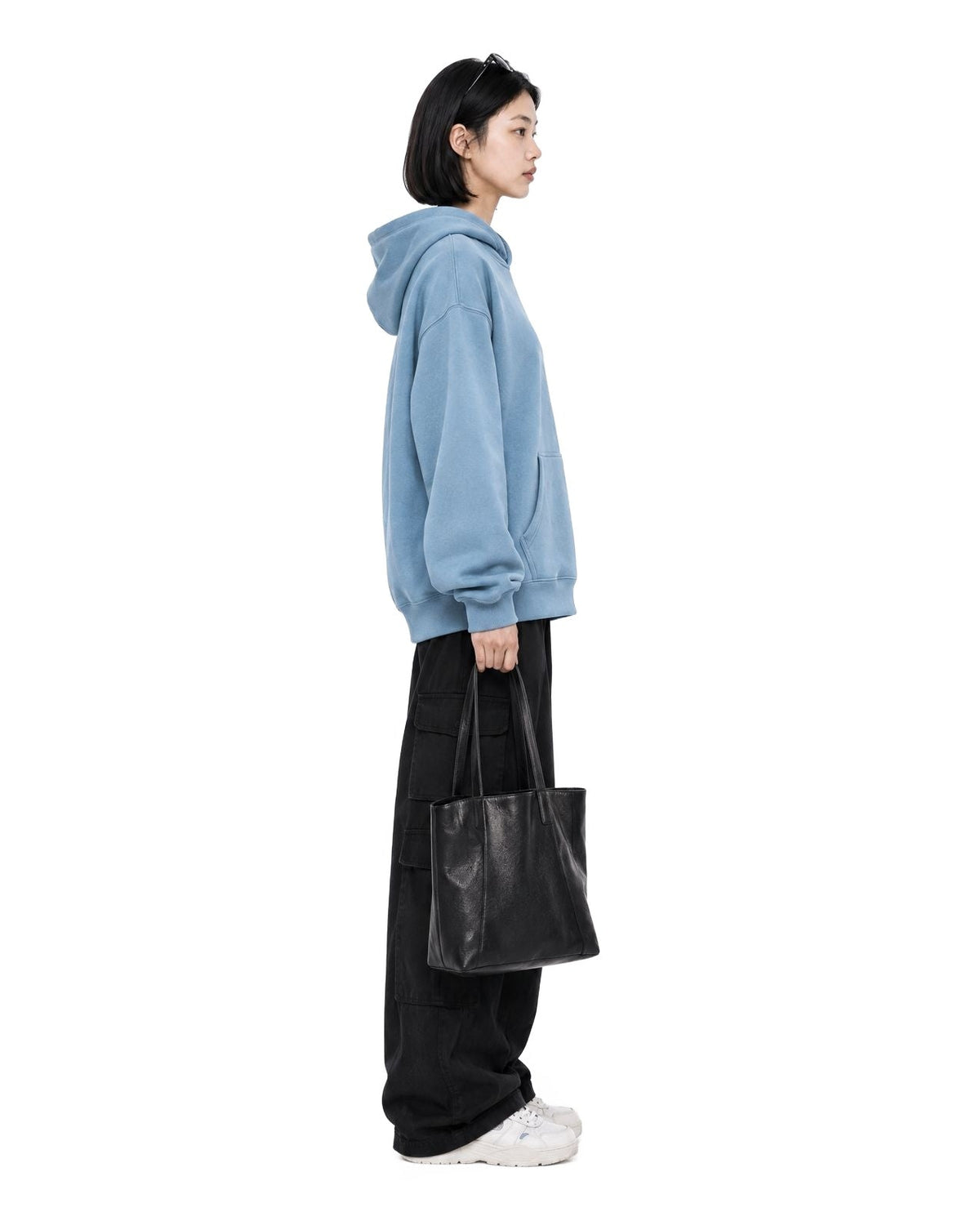 Twin Angels Capsule Hoodie Medium Blue model side