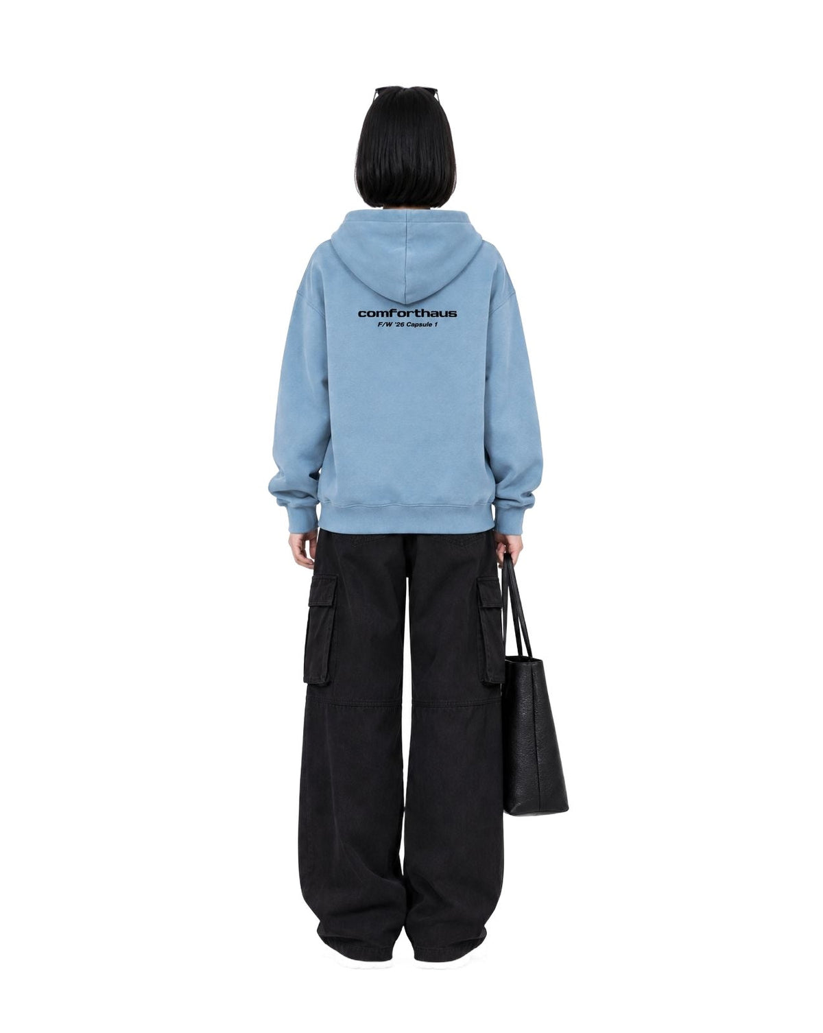 Twin Angels Capsule Hoodie Medium Blue model back