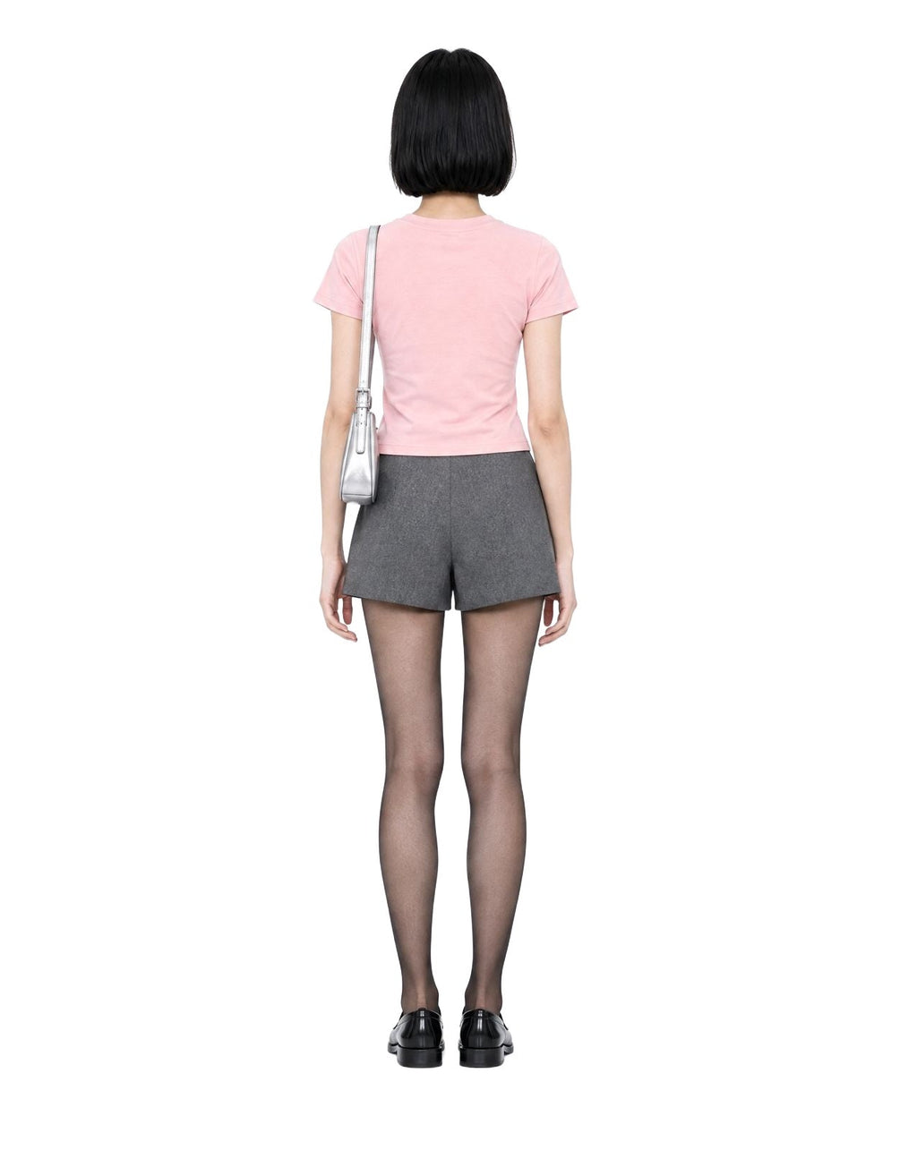 Twin Angels Baby Tee Pink model back