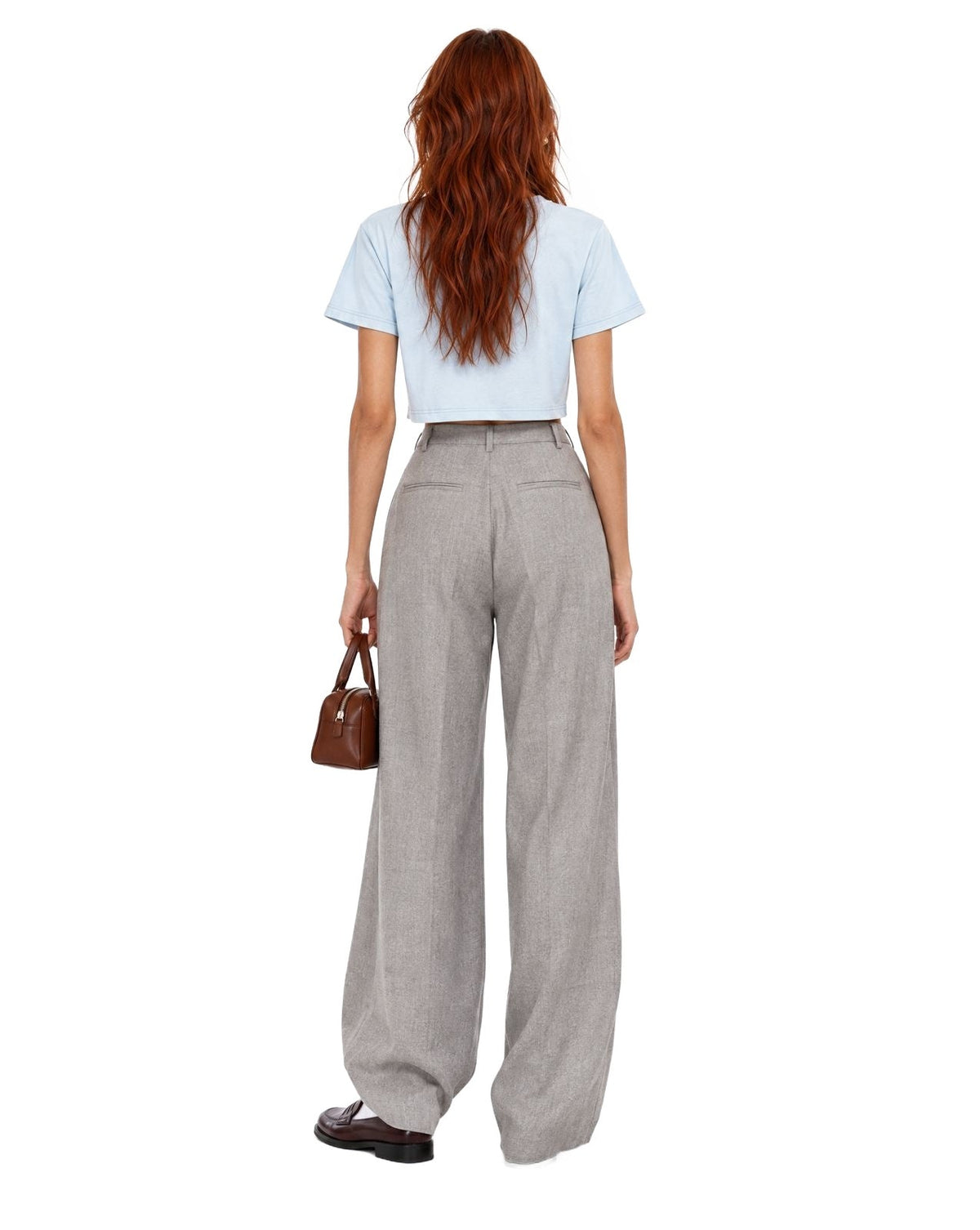 Butterfly Mineral Wash Crop Tee Light Blue model back