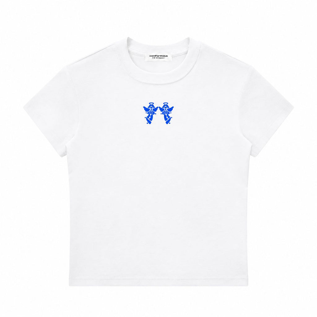 Twin Angels Baby Tee White front