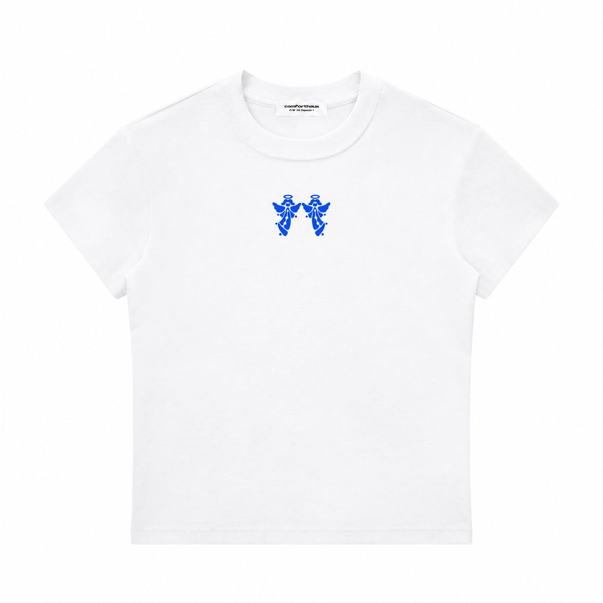 Twin Angels Baby Tee White front